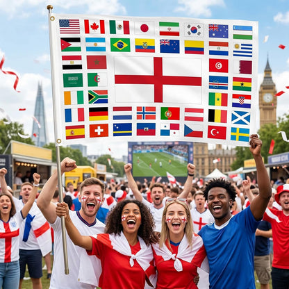 5X3Ft Large 2026 World Cup Flag for England Fans 2026 Football World Cup Flag Decoration Perfect for Home Pub Garden Decorations 90 * 150Cm