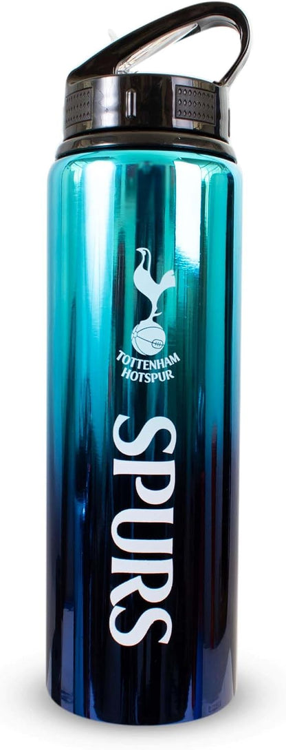 Officially Licensed Tottenham Hotspur F.C 750Ml Aluminium UV Sports Water Bottle – Spurs Water Bottle with Integrated Folding Straw - Neochrome Finish, Leakproof, Lightweight, BPA Free