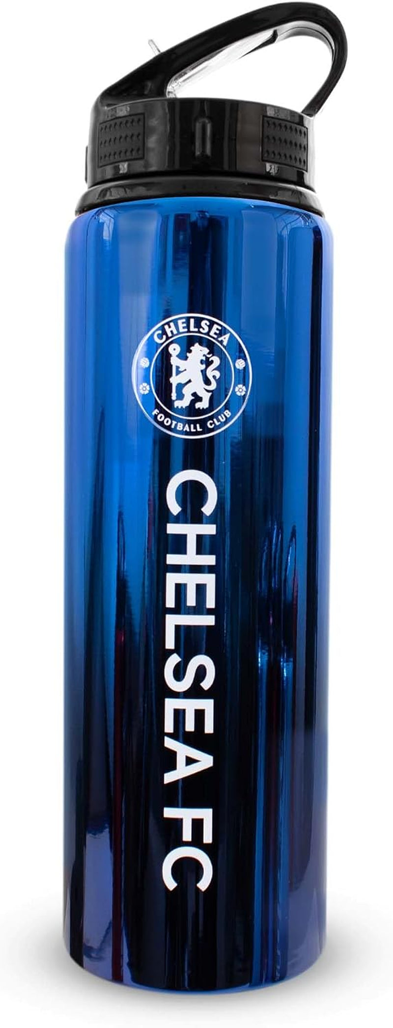 Officially Licensed Chelsea F.C 750Ml Aluminium UV Sports Water Bottle – Chelsea Water Bottle with Integrated Folding Straw - Neochrome Finish, Leakproof, Lightweight, BPA Free