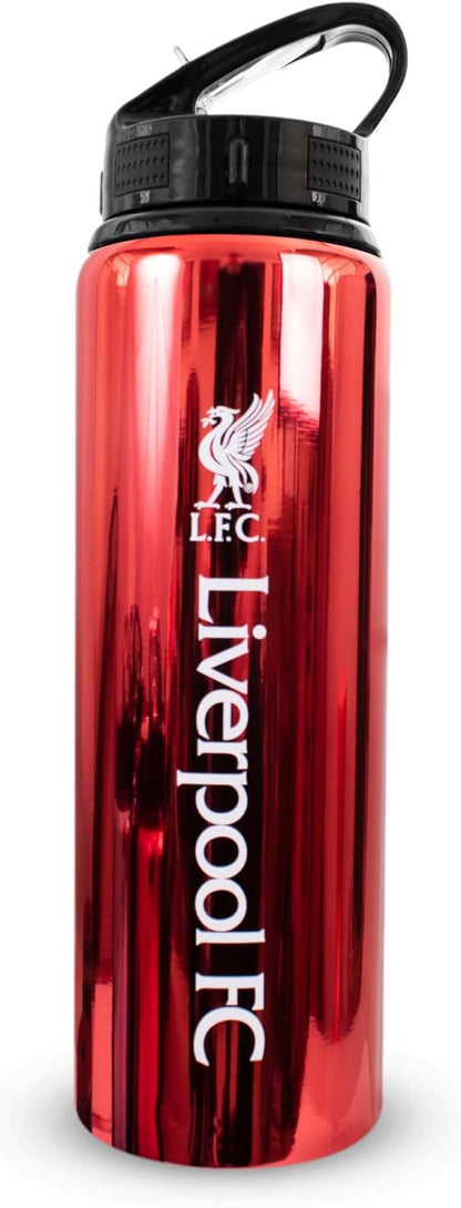 Officially Licensed Liverpool F.C 750Ml Aluminium UV Sports Water Bottle – Liverpool Water Bottle with Integrated Folding Straw - Neochrome Finish, Leakproof, Lightweight, BPA Free